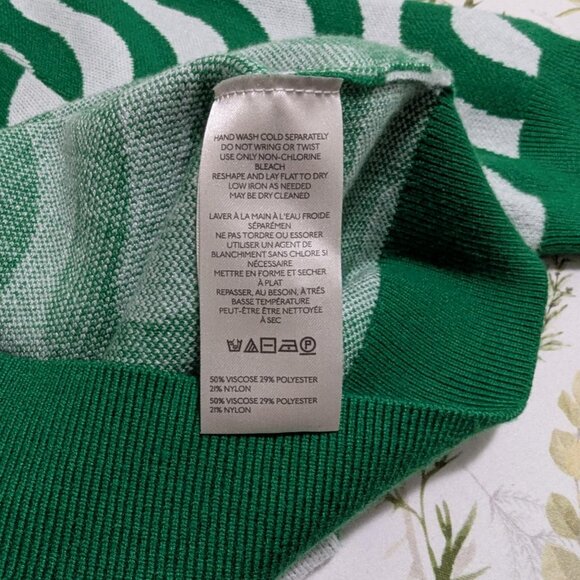 Green & White Anthropologie Knit Short Sleeve Top - Size Small - Picture 7 of 11